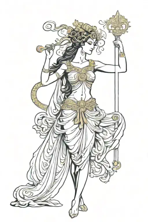 goddess hera straight on  tattoo design idea