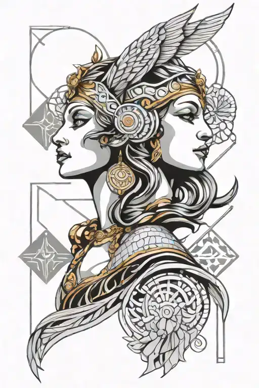 goddess hera looking forward tattoo design idea
