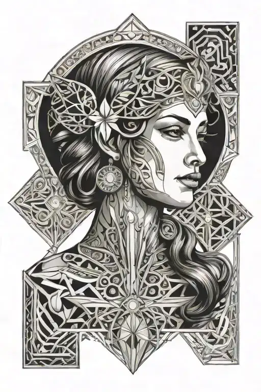 goddess hera straight on  tattoo design idea