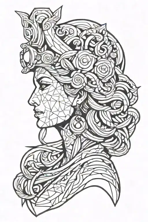 goddess hera looking ahead tattoo design idea