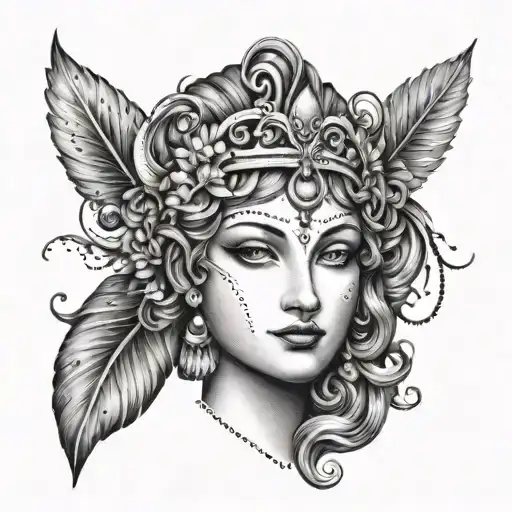goddess hera face on  tattoo design idea