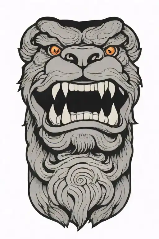 fu dog head tattoo design idea