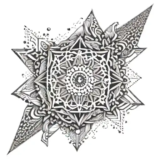 A geometric design inspired by the strength and beauty of Hera, using dotwork techniques to create intricate patterns tattoo design idea