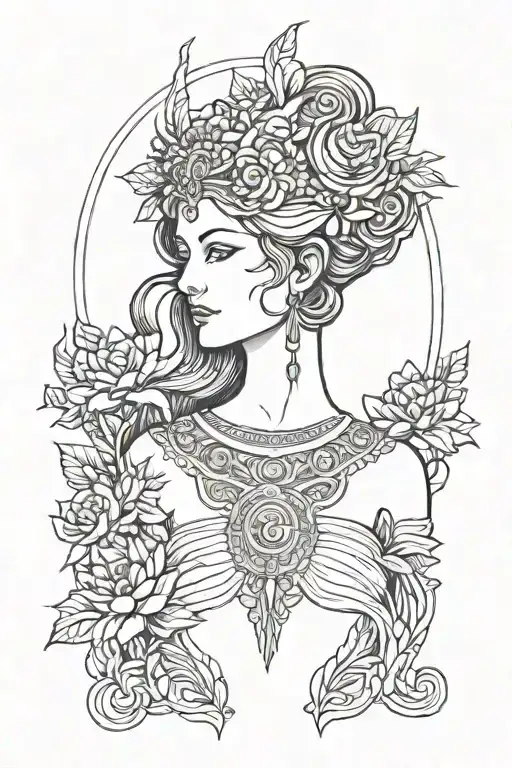 goddess hera straight on  tattoo design idea