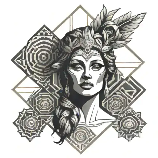 goddess hera face on tattoo design idea