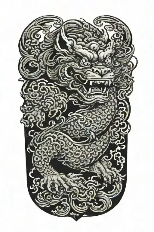 fu dog tattoo design idea