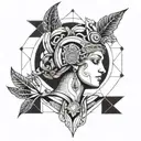 goddess hera face on  tattoo design idea