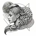 A geometric design inspired by the strength and beauty of Hera, using dotwork techniques to create intricate patterns tattoo design idea