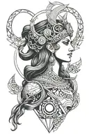 goddess hera looking forward tattoo design idea