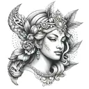 goddess hera face on  tattoo design idea