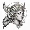 goddess hera face on  tattoo design idea