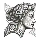 goddess hera face on tattoo design idea