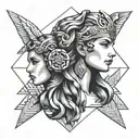 goddess hera face on tattoo design idea