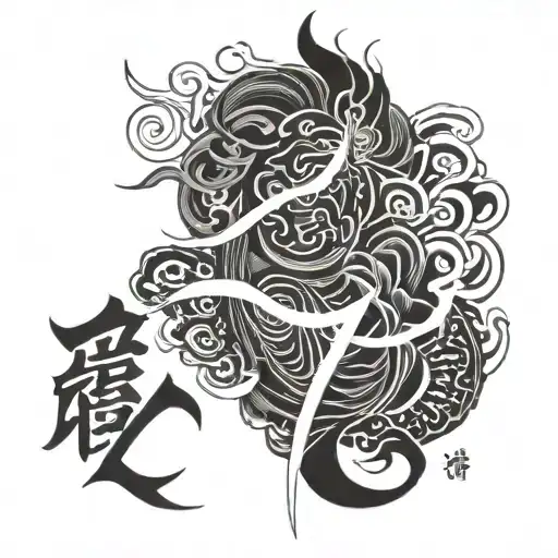 inner peace, warrior, acceptance written in japanese tattoo design idea