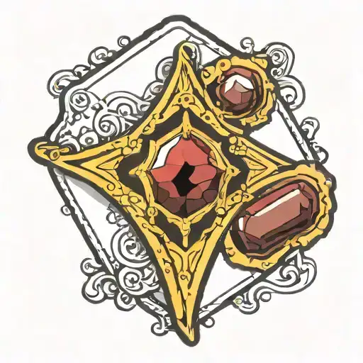 sealed envelope with garnet stone tattoo design idea