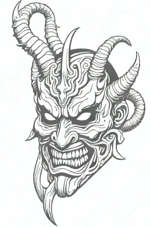 mascara oni demon mask tattoo design idea