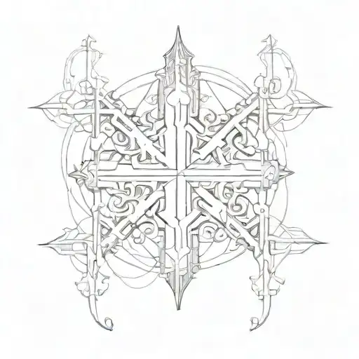 cybersigilism design with some hidden upside down crosses tattoo design idea