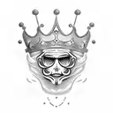 Pop Smoke's face with a crown on top tattoo design idea