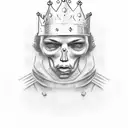 Pop Smoke's face with a crown on top tattoo design idea