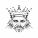 Pop Smoke's face with a crown on top tattoo design idea