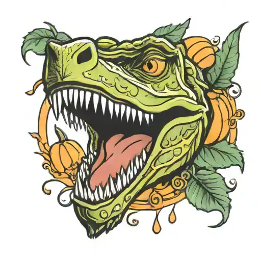 trex pumpkin pie tattoo design idea