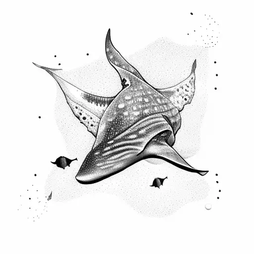 manta ray with whale shark combined tattoo design idea