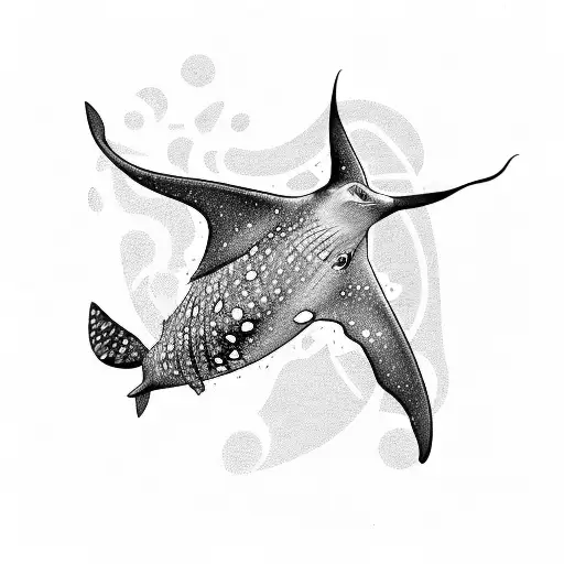 manta ray with whale shark combined tattoo design idea