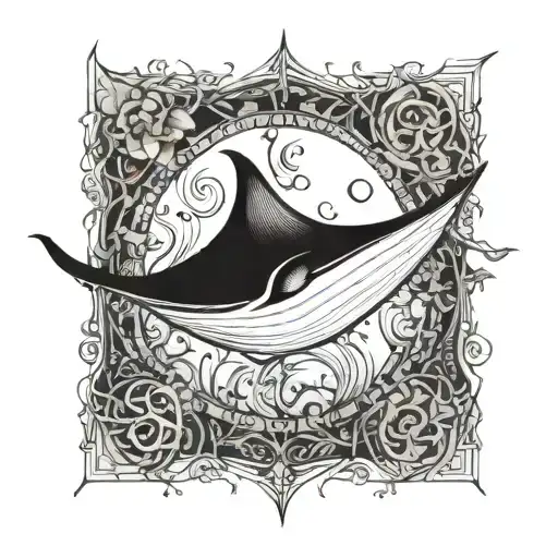 Manta ray swimming tattoo design idea