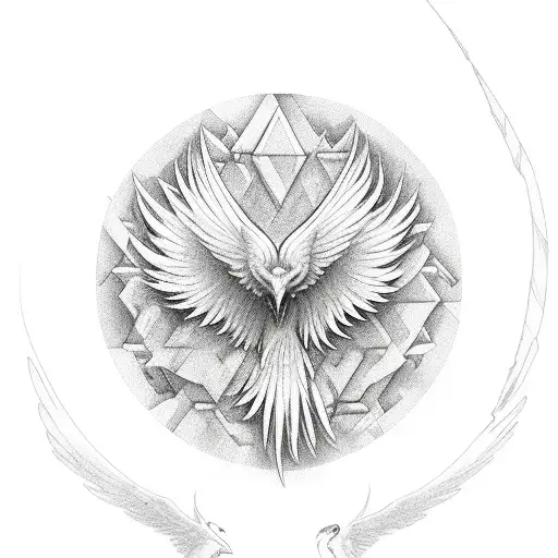 cartoon neotraditional Phoenix tattoo design idea
