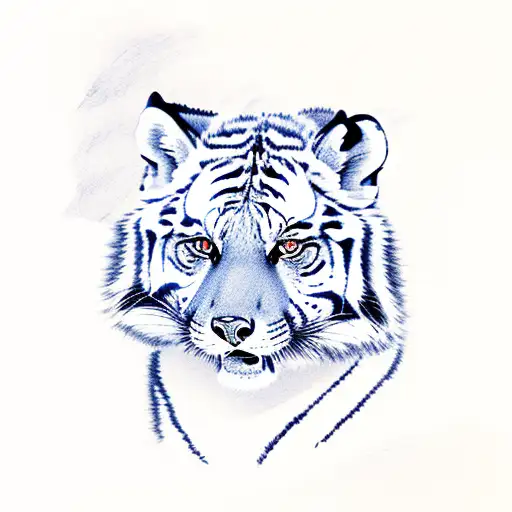 Siberian Tiger mix with red fox and Phoenix  tattoo design idea
