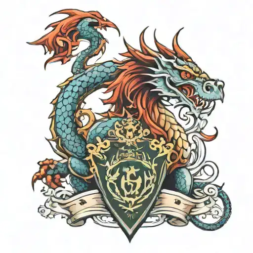 army dragon family crest tattoo design idea