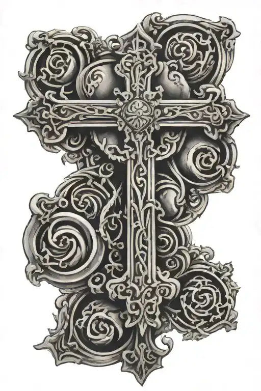 catholic cross tattoo with name inside tattoo design idea