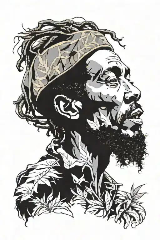 bob marley smoking weed tattoo design idea