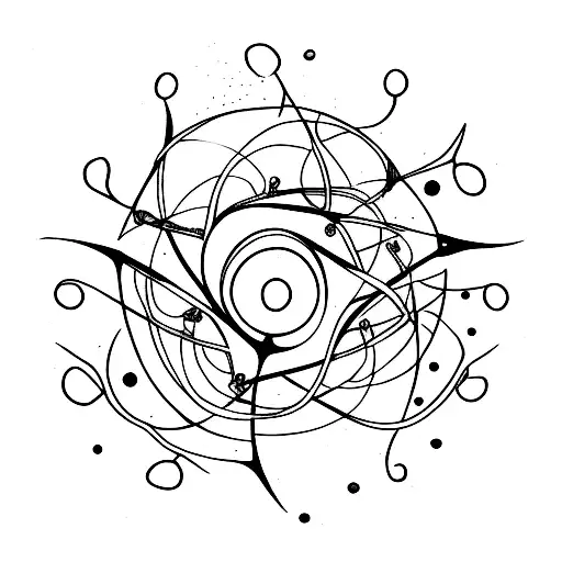 A tattoo design, watercolor style, abstract, of a neuron in combination with an infinity sign that is symbolic of autism tattoo design idea