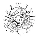 A tattoo design, watercolor style, abstract, of a neuron in combination with an infinity sign that is symbolic of autism tattoo design idea