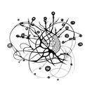 A tattoo design, watercolor style, abstract, of a neuron in combination with an infinity sign that is symbolic of autism tattoo design idea