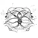 A tattoo design, watercolor style, abstract, of a neuron in combination with an infinity sign that is symbolic of autism tattoo design idea