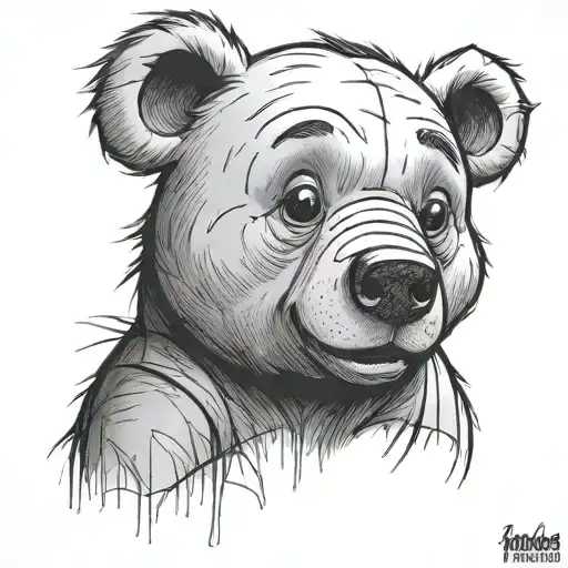 pooh bear head tattoo design idea