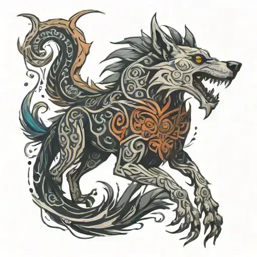 fen'harel, dread wolf, dragon age inquisition dread wolf tattoo design idea