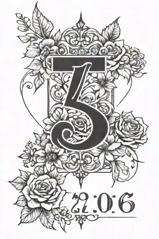 birthday date 7 3 2007 in roman numerals surrounded with flower  tattoo design idea