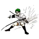 An artistic representation of Roronoa Zoro's signature move tattoo design idea