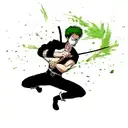 An artistic representation of Roronoa Zoro's signature move tattoo design idea