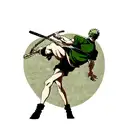 An artistic representation of Roronoa Zoro's signature move tattoo design idea