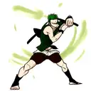 An artistic representation of Roronoa Zoro's signature move tattoo design idea