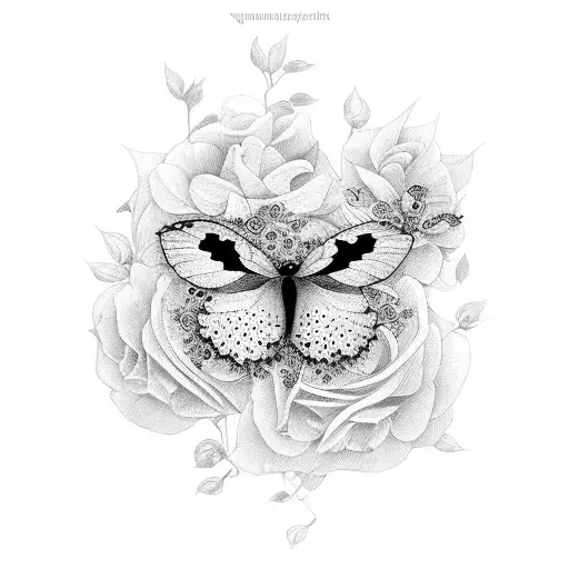fleur et papillon de nuit tattoo design idea