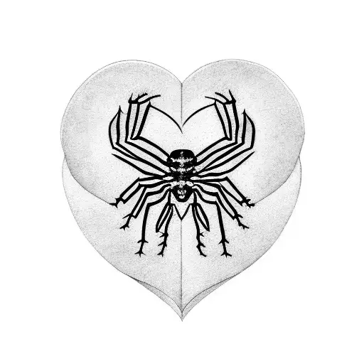 heart spider butterfly cut horizontal tattoo design idea