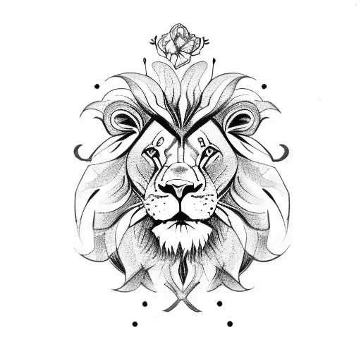 Lion roses clock and cross tattoo design idea