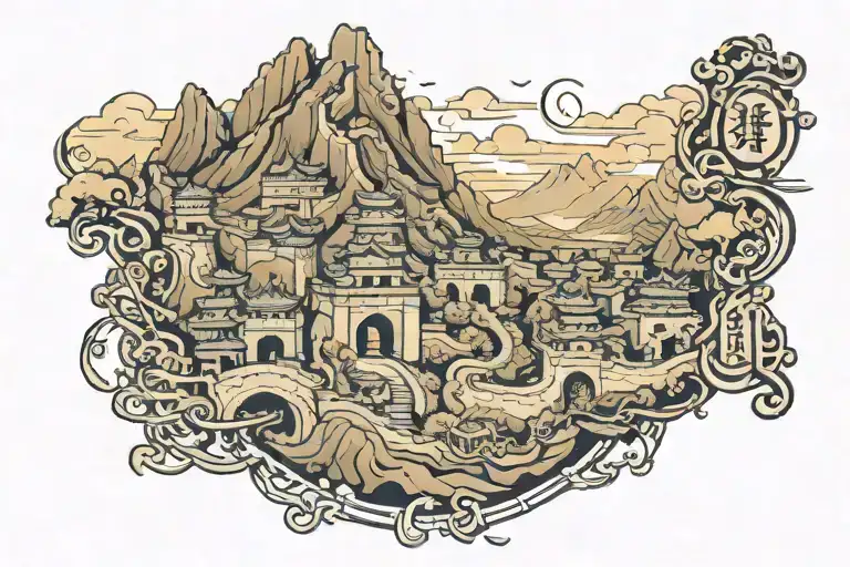 Great Wall of china freedom Alphabet skyrim tattoo design idea