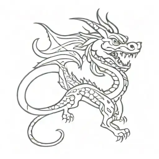 vietnamese style dragon with dora the explorer face tattoo design idea
