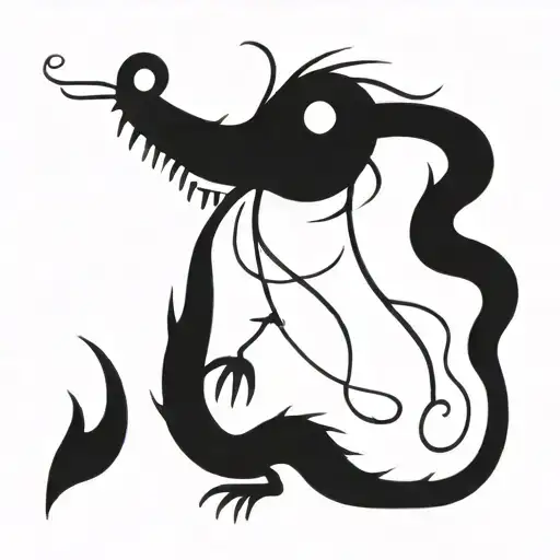 minimalist vietnamese style dragon tattoo design idea